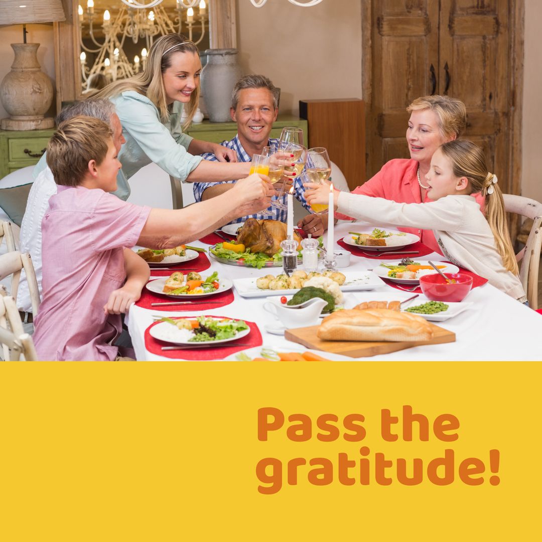 Happy Family Thanksgiving Celebration Around Dinner Table