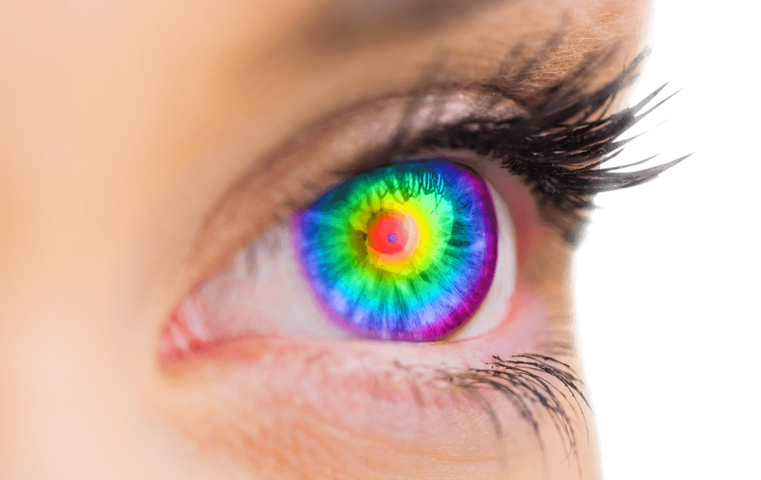 Psychedelic Vivid Rainbow Eye on Transparent Background