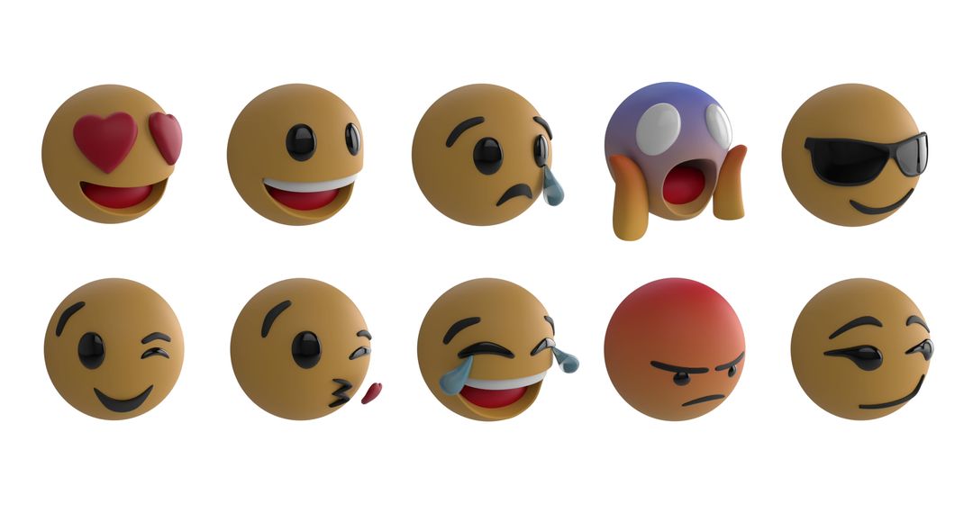 Diverse Emoticons Displaying Varied Emotions