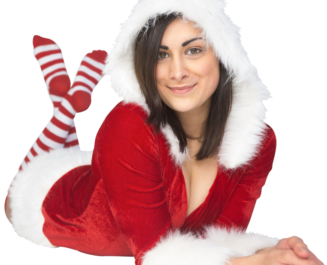 Smiling Woman Wearing Christmas Santa Outfit Transparent Background - Download Free Stock Images Pikwizard.com