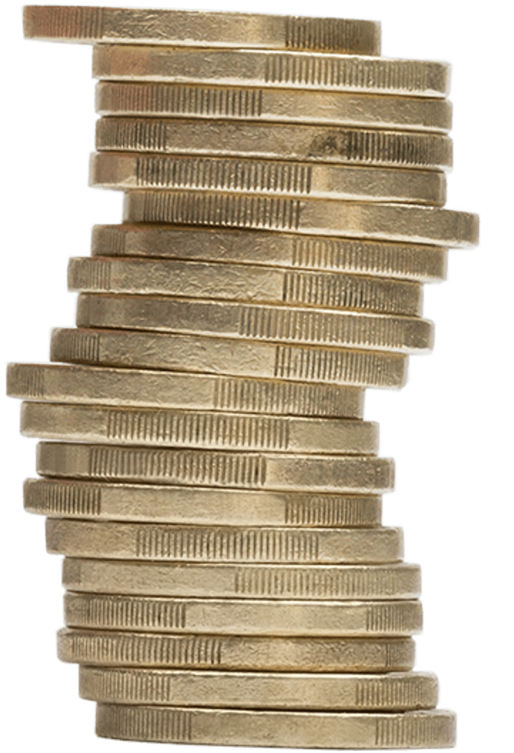 Transparent Stack of Shiny Coins Showing Wealth and Success