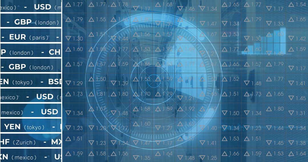 Blue Virtual Data Processing Interface with Global Financial Figures