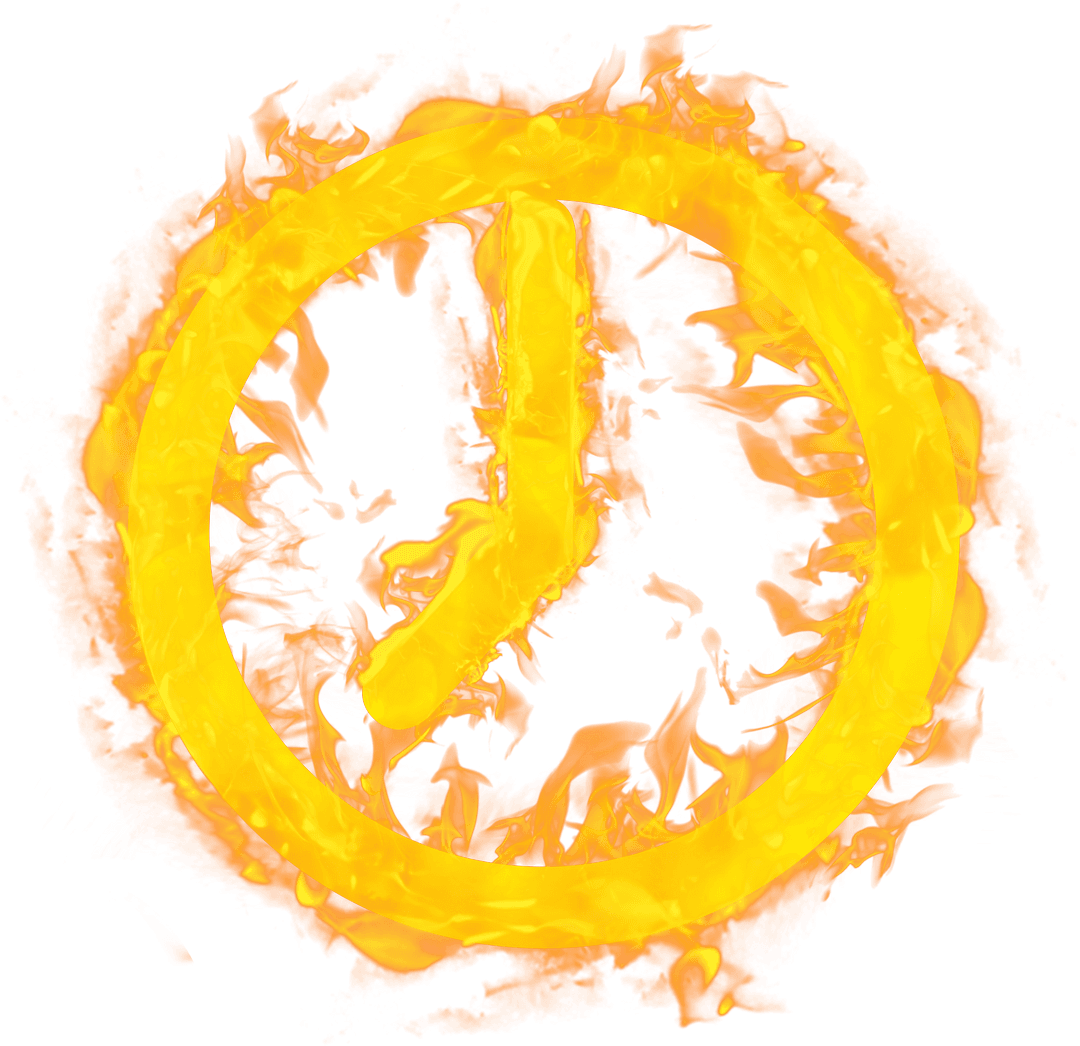 Burning Clock Icon on Transparent Background for Time Management Concept
