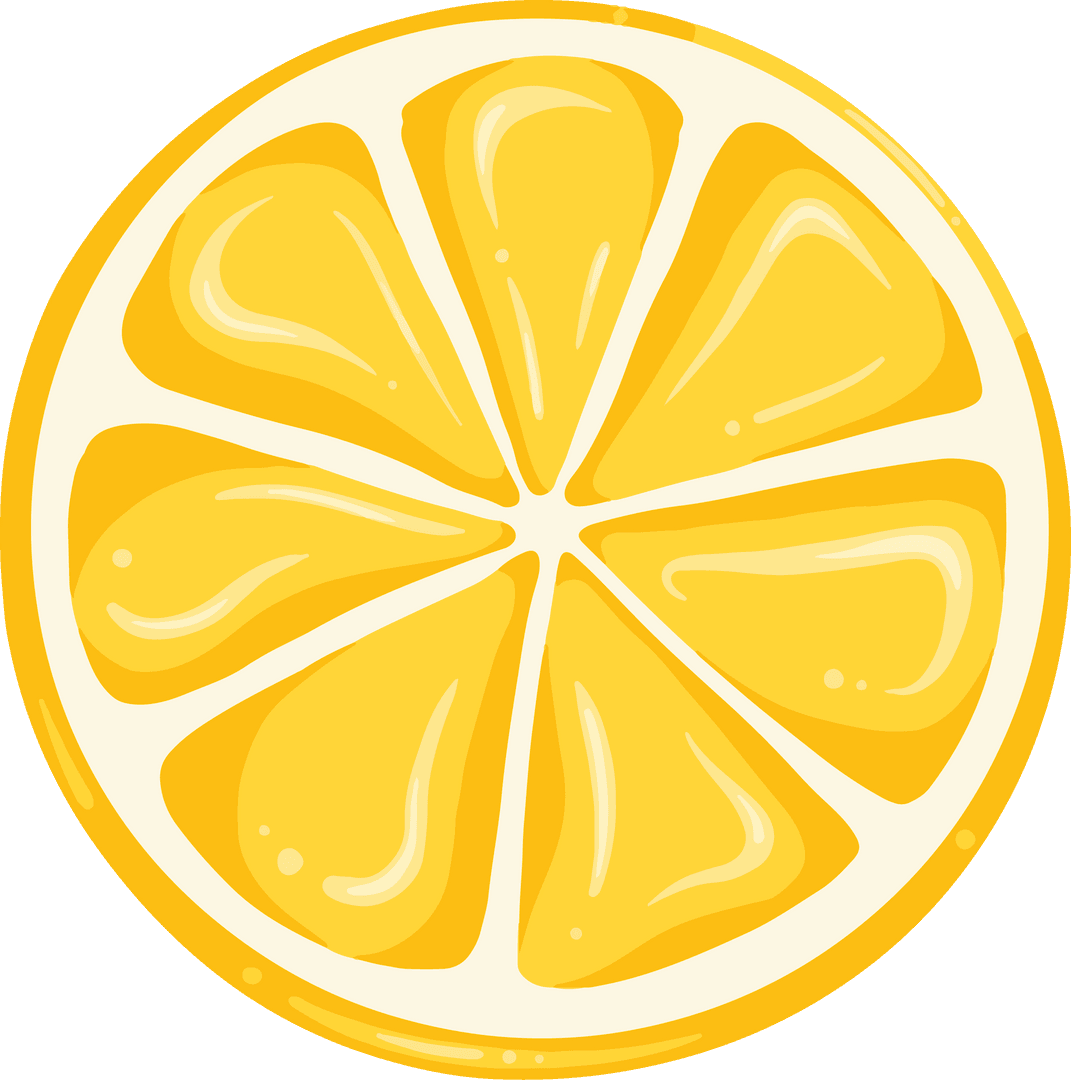 Transparent Lemon Slice with Bright Glossy Segments
