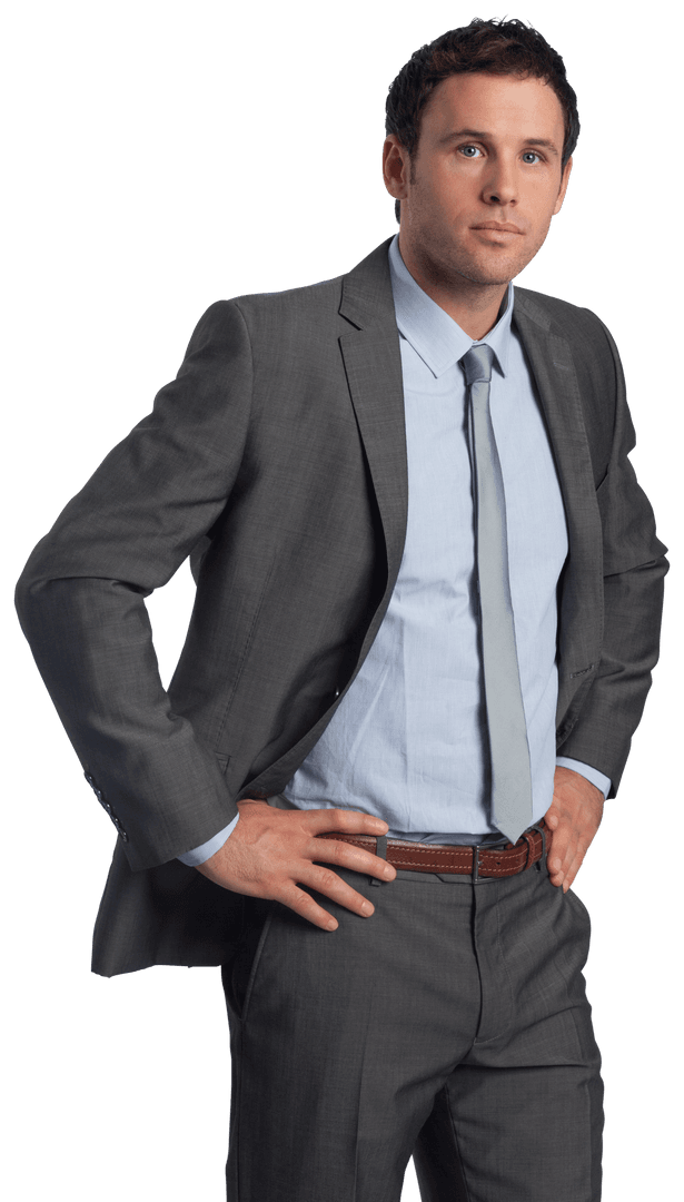 Transparent Accomplished Businessman in Suit Confident pose