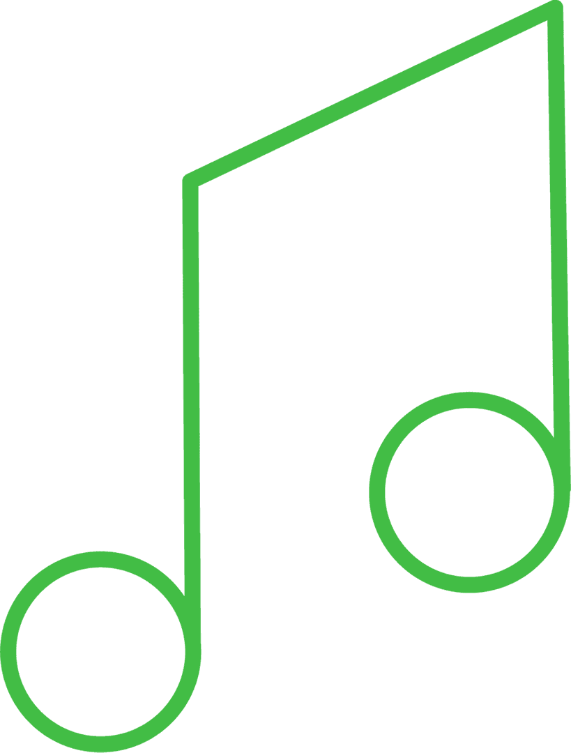 Digital Green Music Note on Transparent Background
