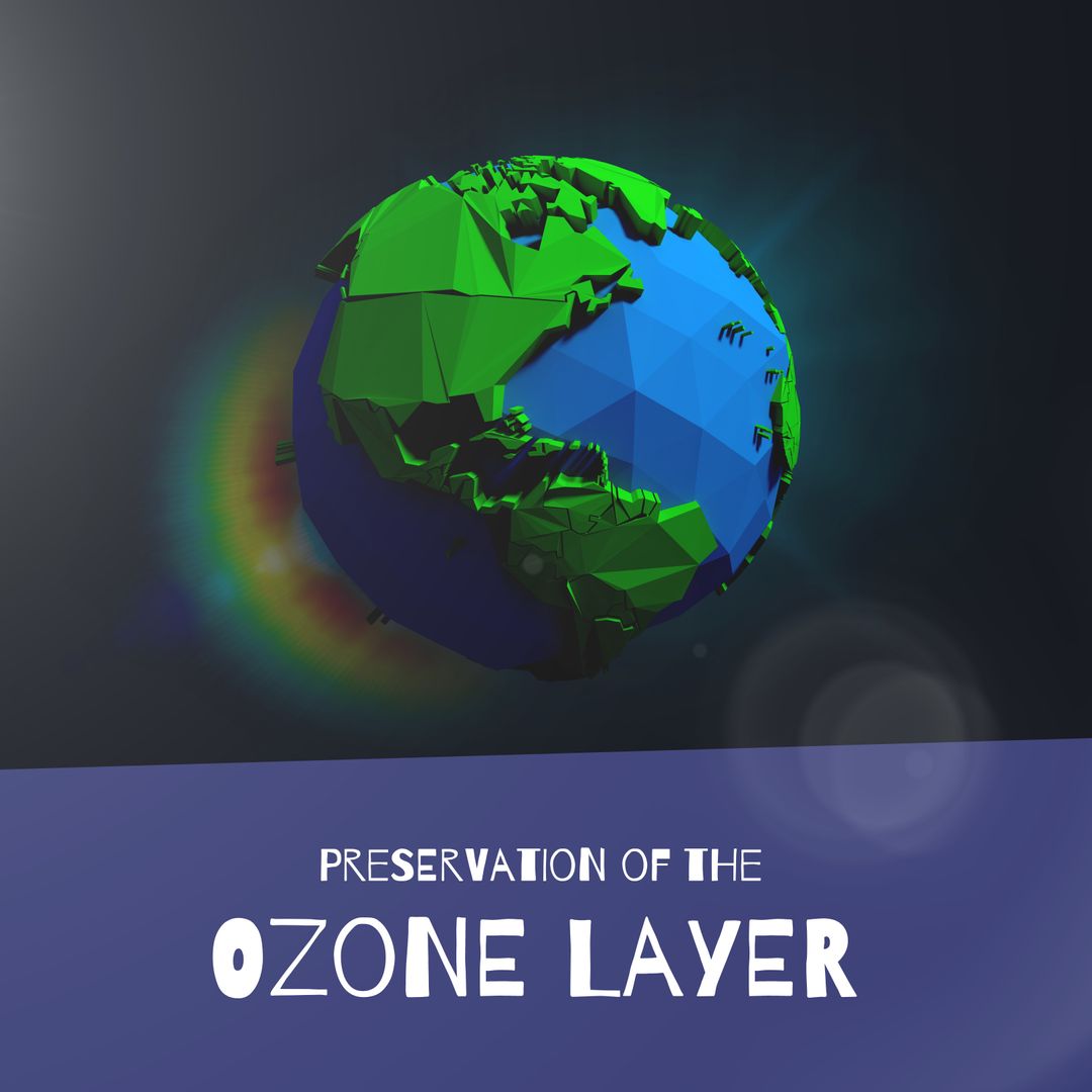 3D Geometric Earth with Ozone Layer Preservation Message