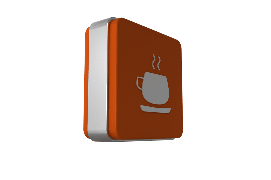 Abstract Orange Block with Tea Cup on Transparent Background