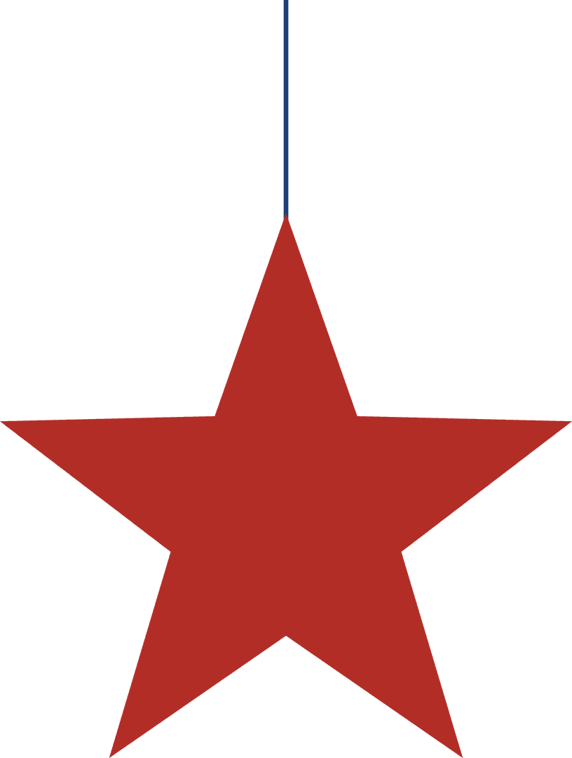 Red Star on Transparent Background for Icon or Ornament Design