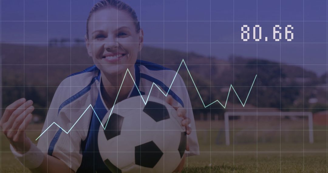 Female Soccer Player with Data Analysis Overlay and Performance Chart