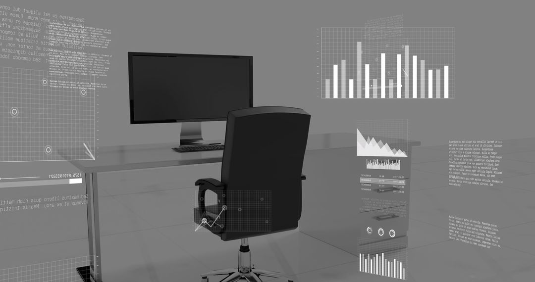 Data Analysis Holographic Display in Futuristic Office