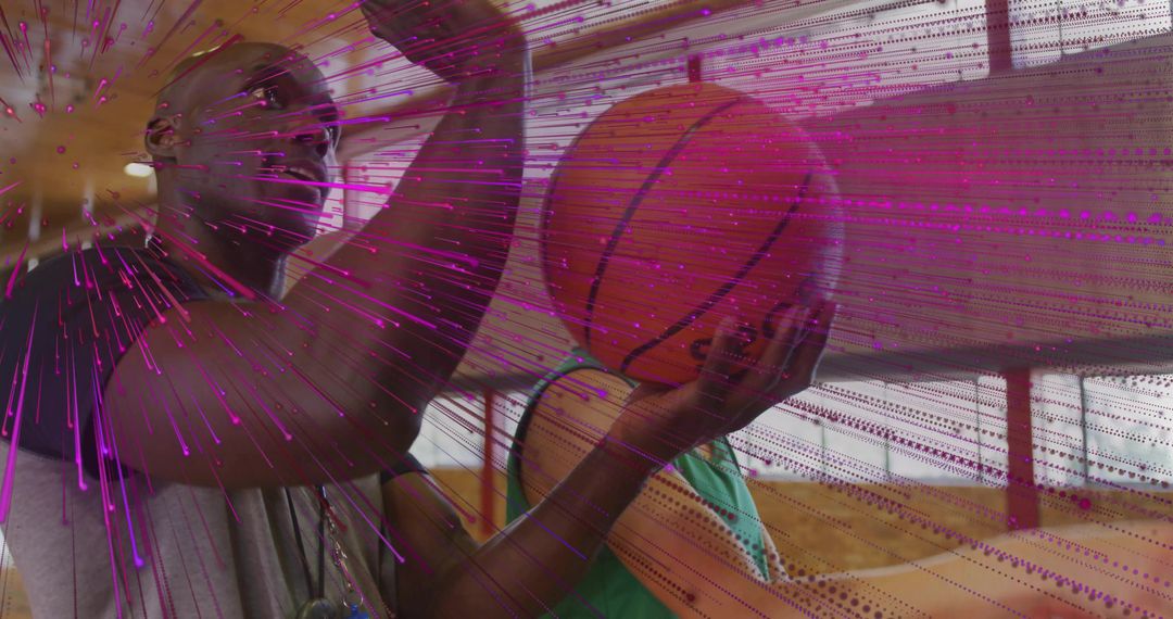 Coach Mentoring Young Athlete in Basketball Shooting Technique