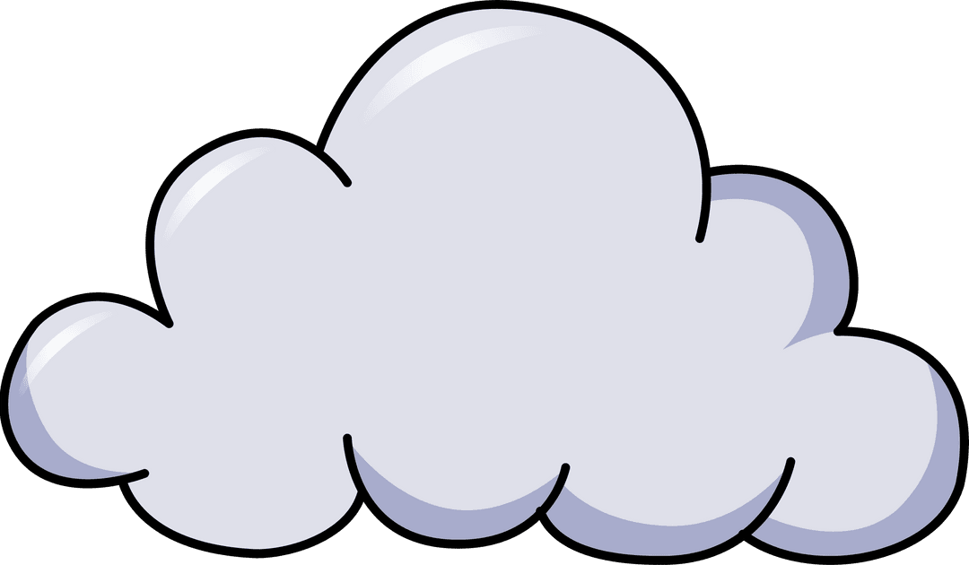 Glossy Stylized Cumulus Cloud on Transparent Background