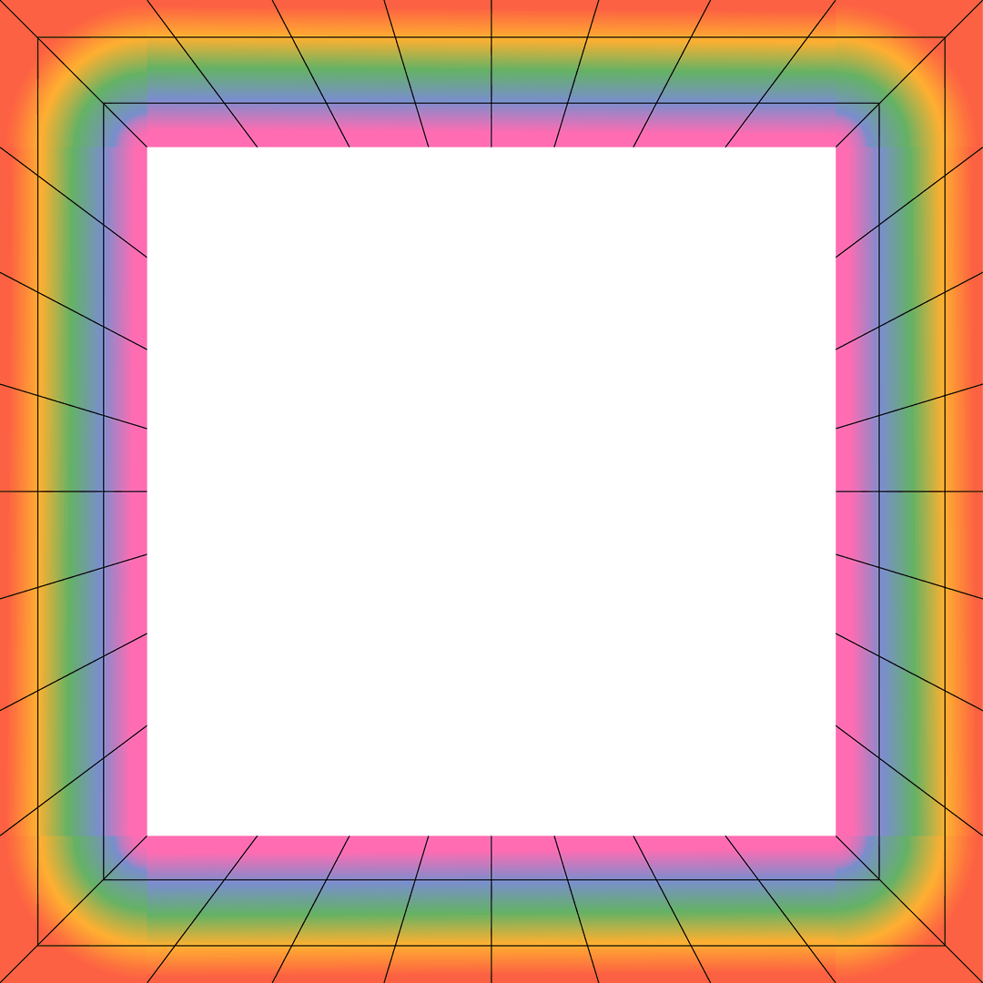 Vibrant Geometric Rainbow Frame with Transparent Center
