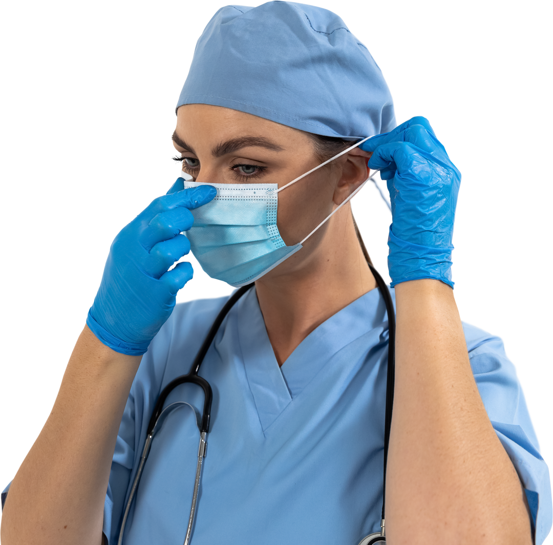 Transparent Background Female Healthcare Worker Adjusting Mask - Download Free Stock Images Pikwizard.com