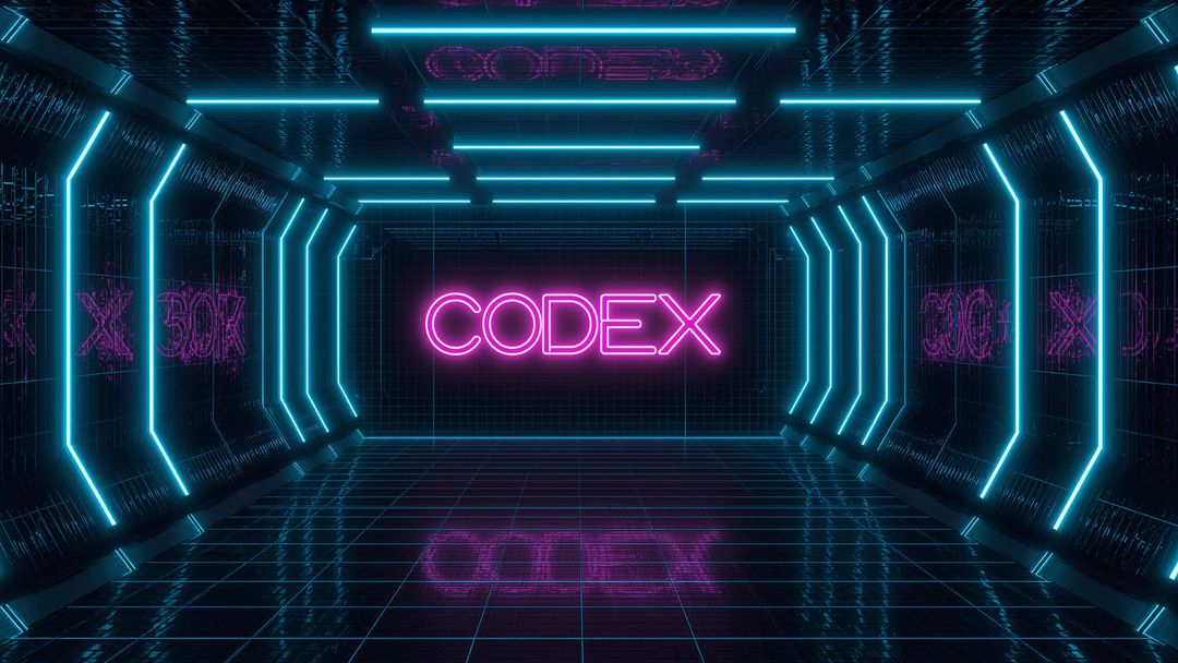 Futuristic Glow Codex in Neon Corridor, Futuristic Cyberpunk Theme