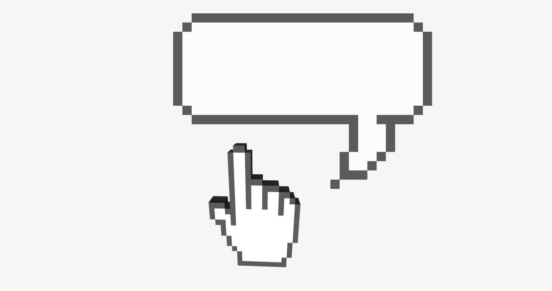 Pixel Speech Bubble with Cursor on White Background
