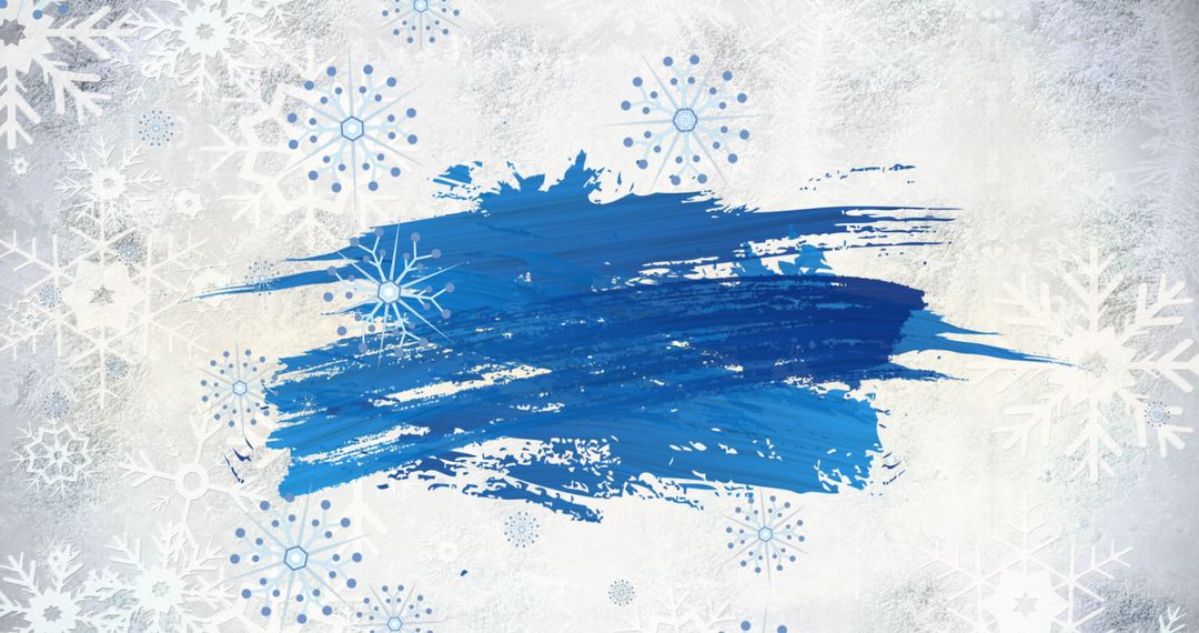 Blue Brush Stroke on Snowy Winter Background