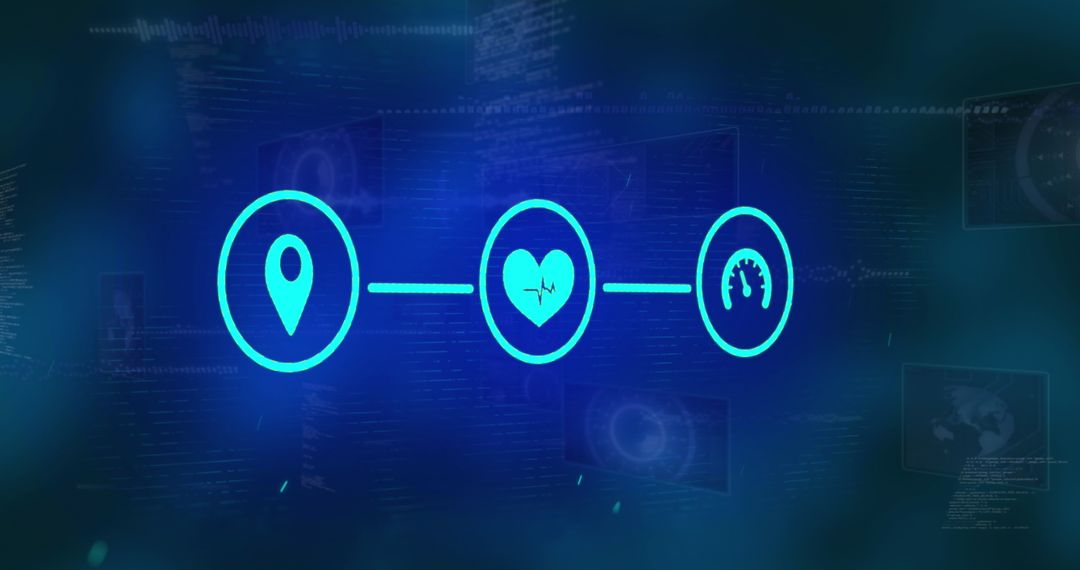 Innovative Digital Interface with Connected Icons and Data