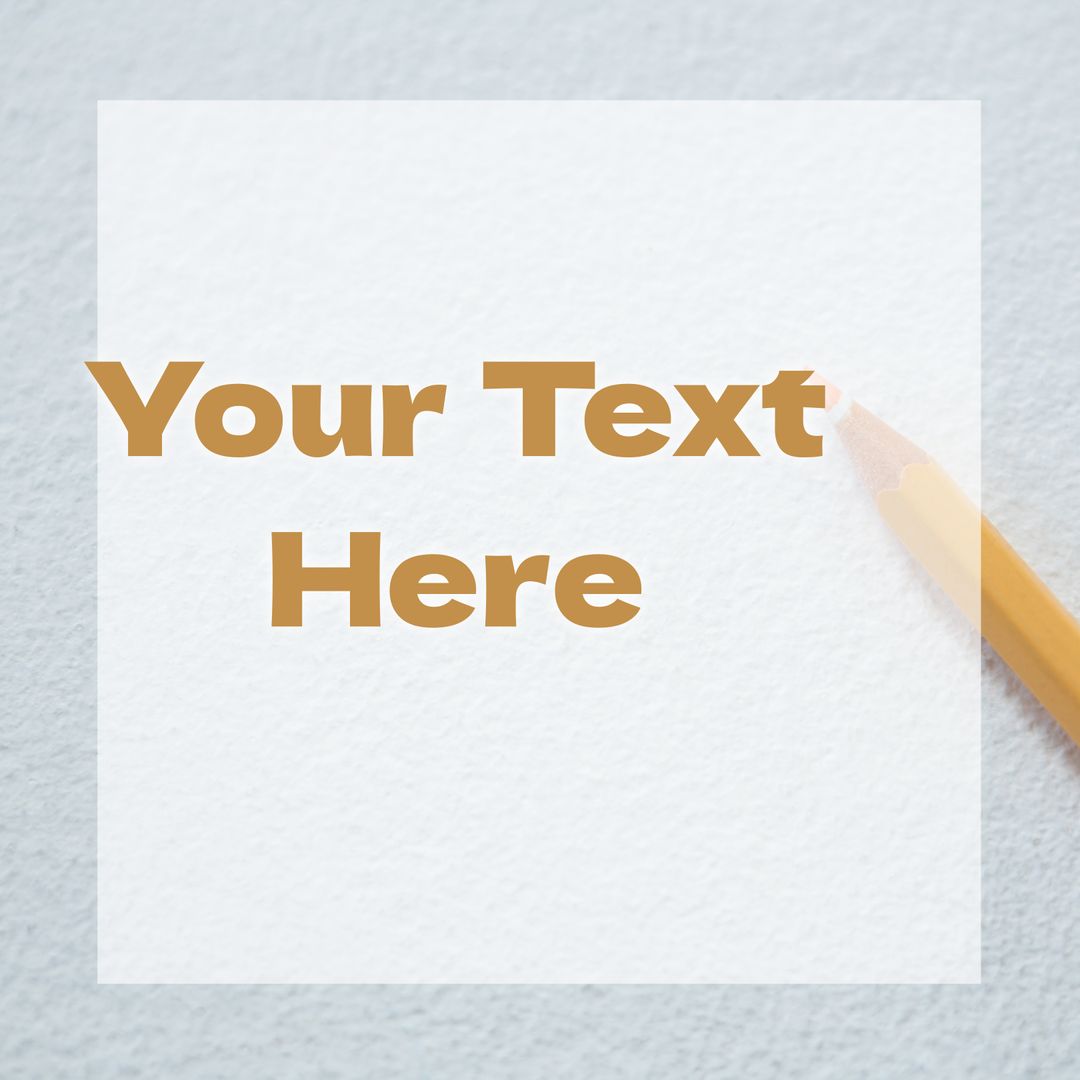 Customizable Text Layout with Yellow Pencil on White Background