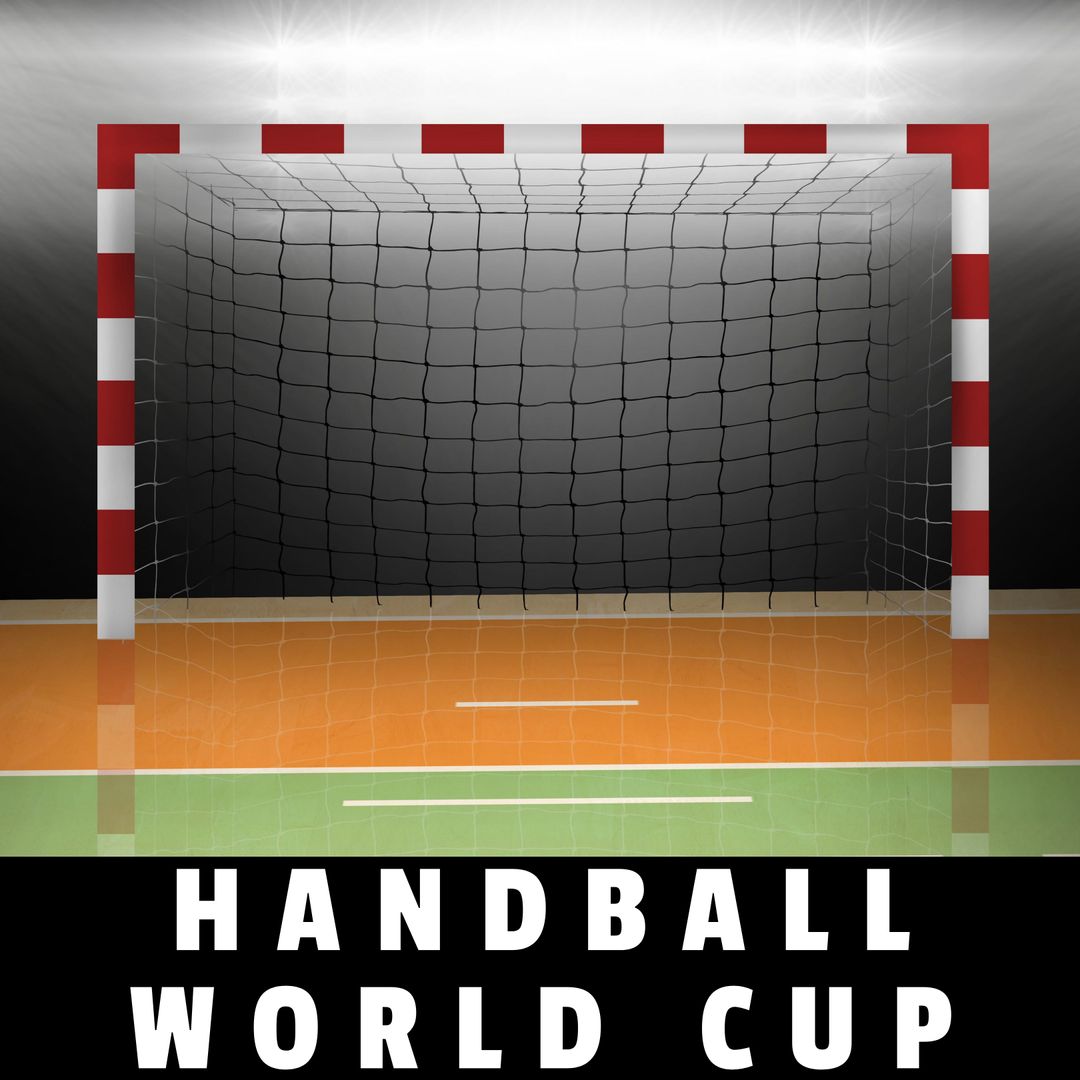 Empty Handball Goal with Handball World Cup Text