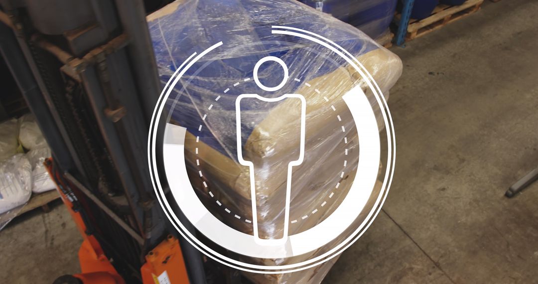 Warehouse Worker with Overlay of Media Icon