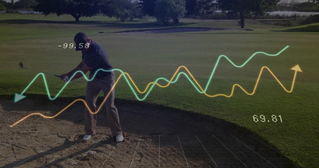 Golfer Analyzing Performance with Augmented Reality Technology