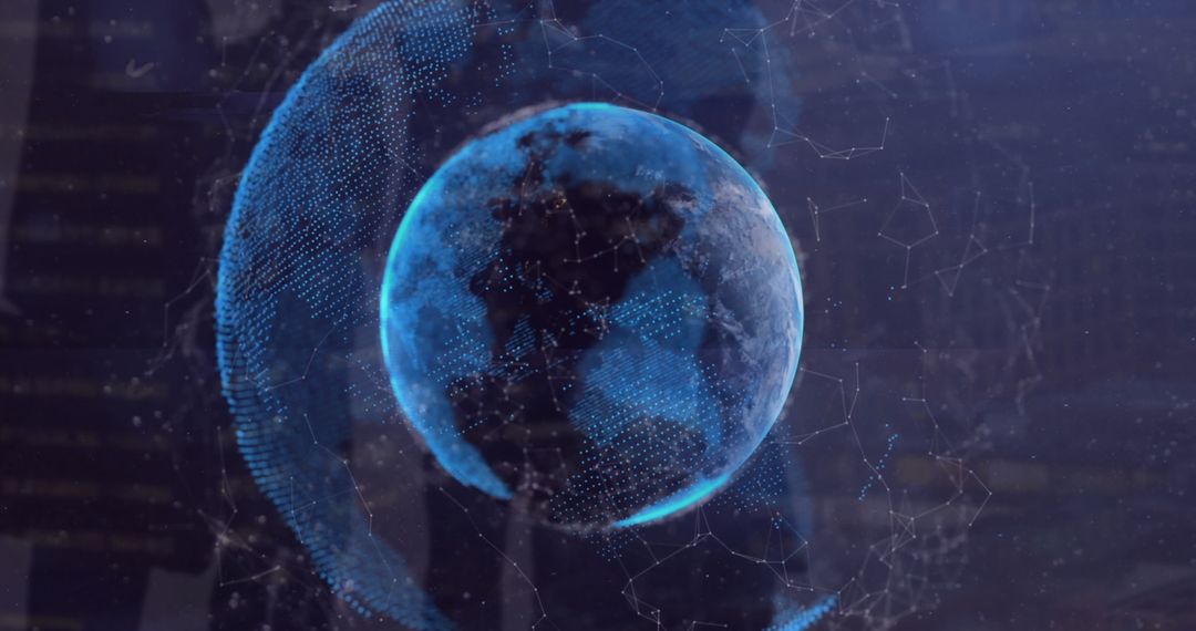 Digital Data Visualization on World Globe Concept