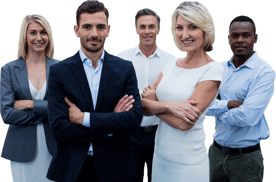 Transparent Portrait of Confident Business Professionals Standing Together