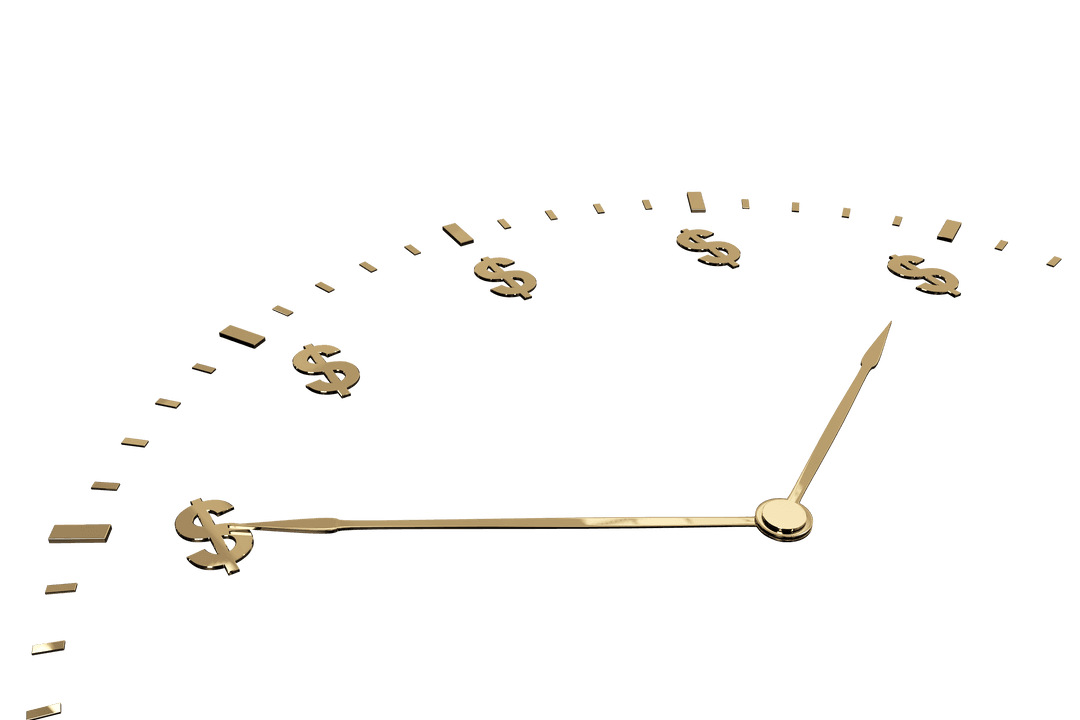 Transparent Gold Dollar Symbol Clock Face Design