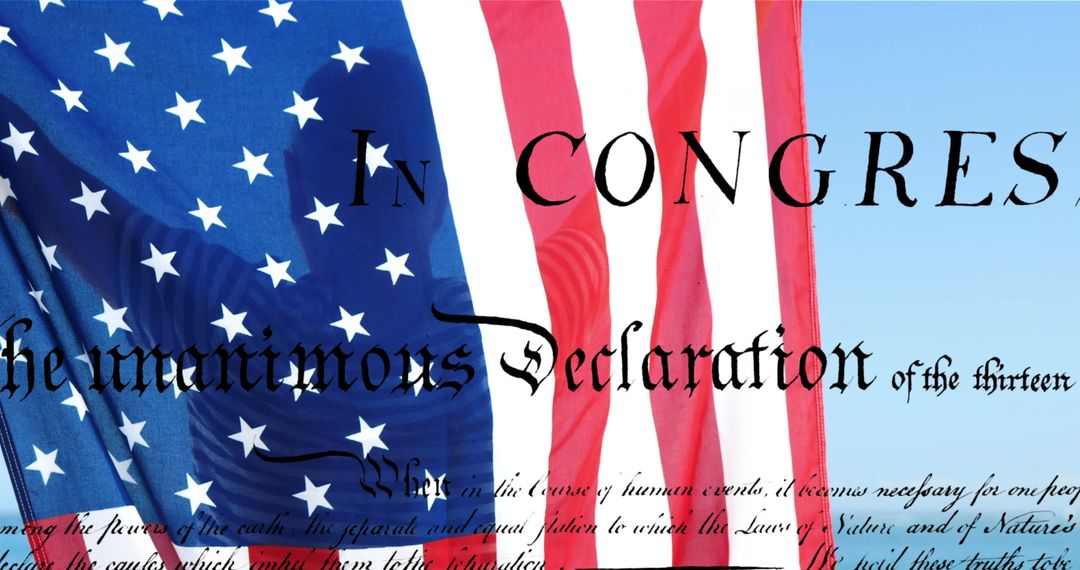 Patriotic Display of US Constitution and American Flag