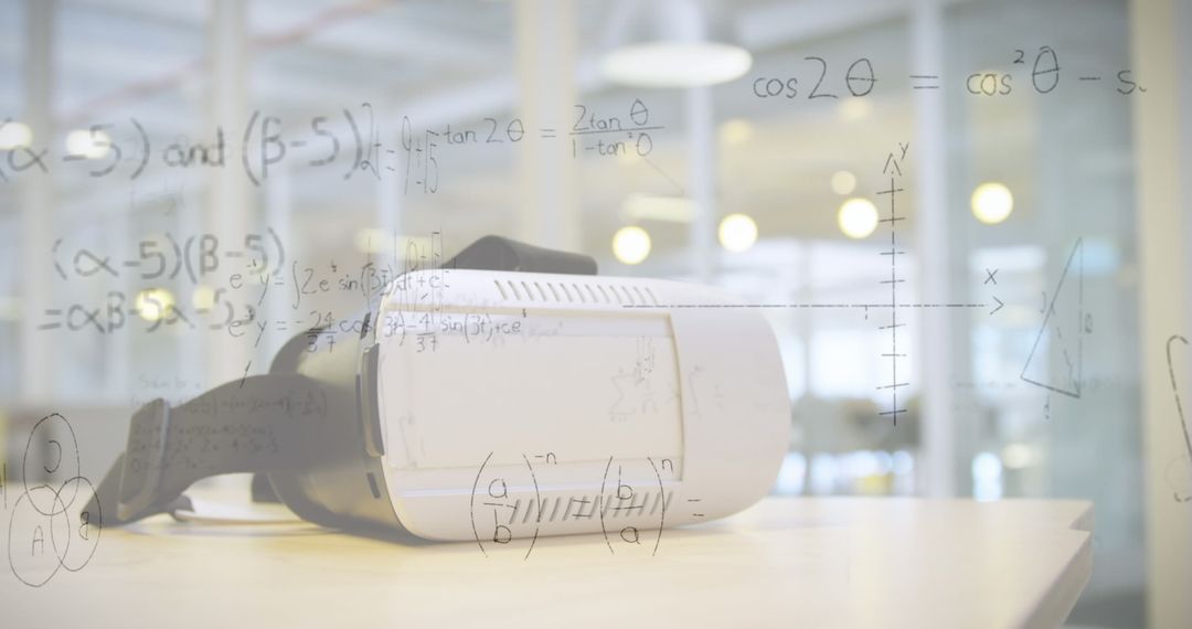 VR Headset with Floating Mathematical Equations