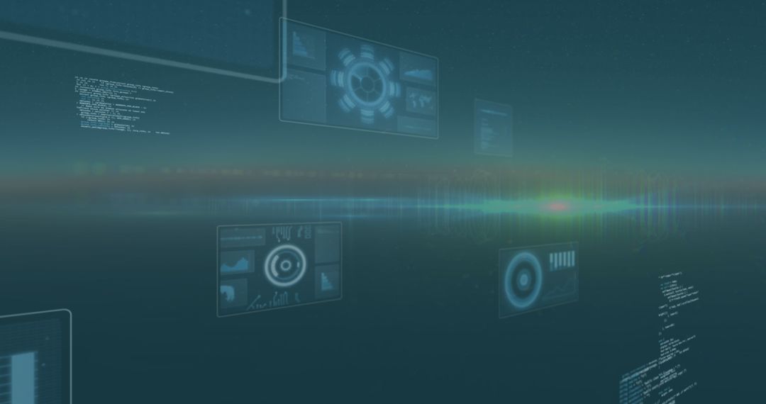 digital interface with data processing elements over blue background - Free Images, Stock Photos and Pictures on Pikwizard.com
