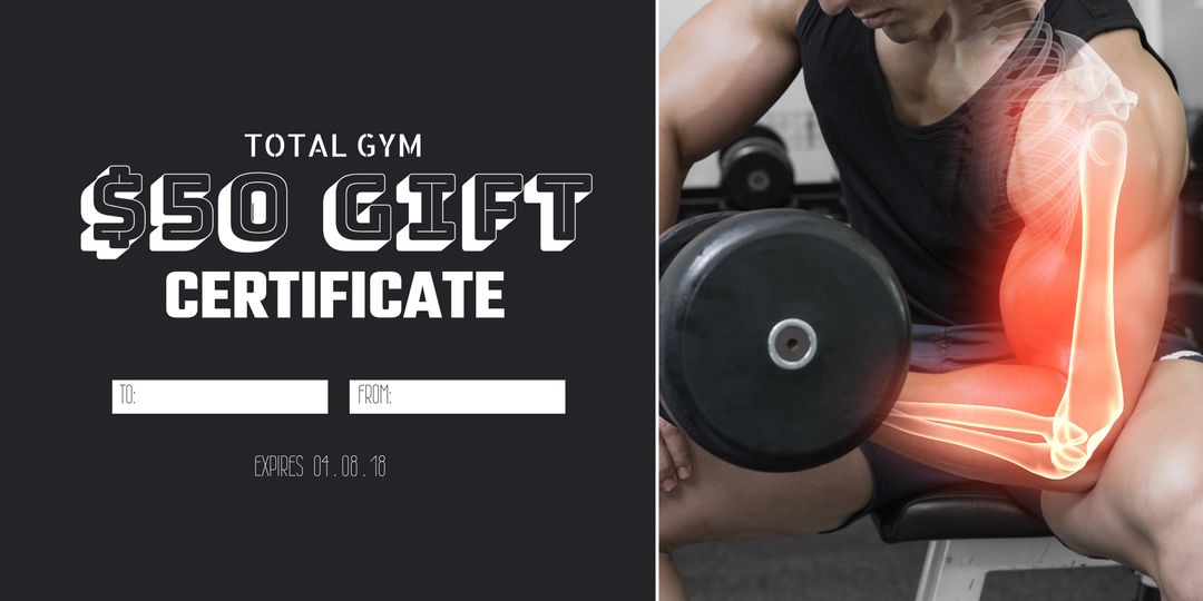 Gym Gift Certificate Concept with Weightlifter - Download Free Stock Templates Pikwizard.com