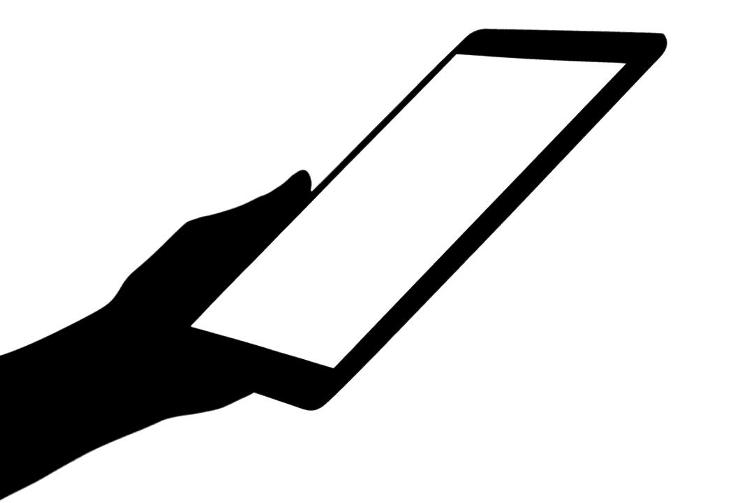 Transparent Silhouette of Hand Holding Tablet on Background