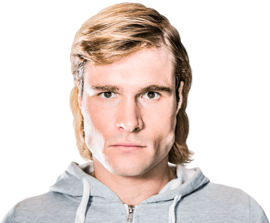 Serious Man in Hoodie with Transparent Background