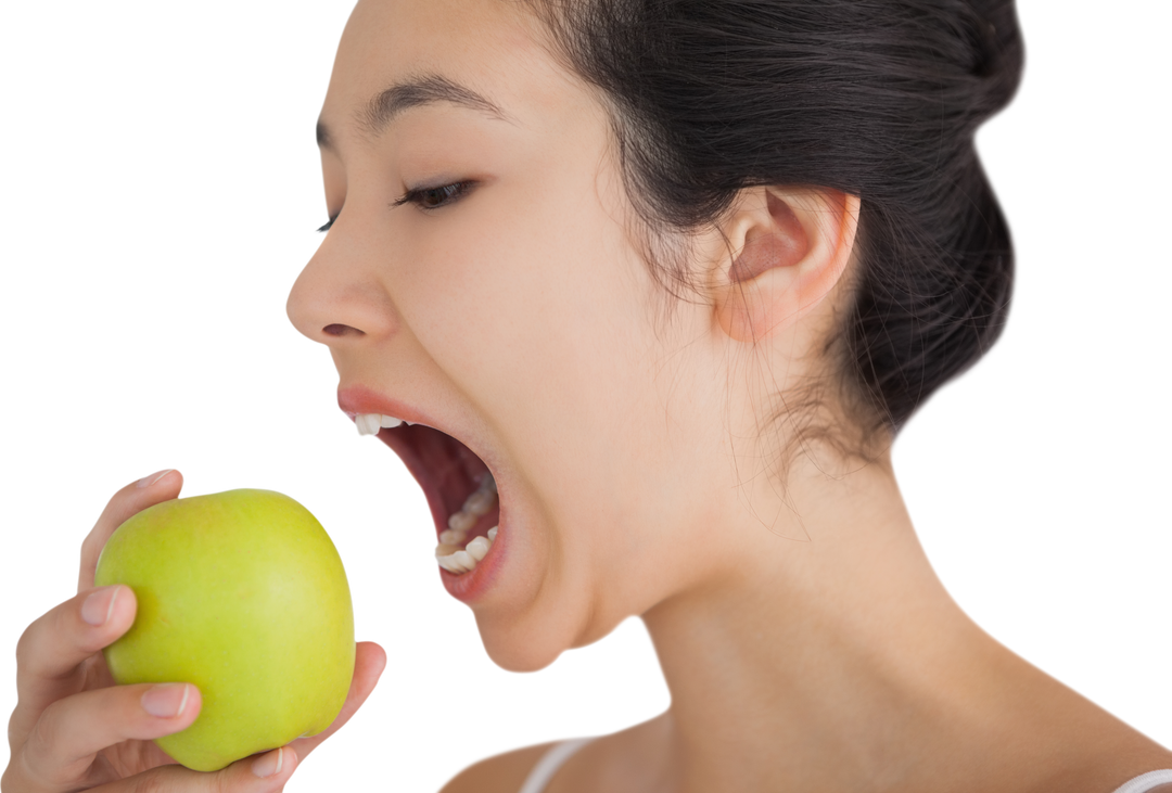 Transparent Woman Biting Green Apple for Healthy Snack Concept - Download Free Stock Images Pikwizard.com