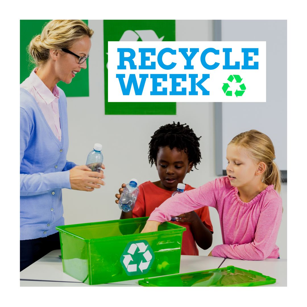 Diverse Teacher and Students Recycling in Classroom for Recycle Week