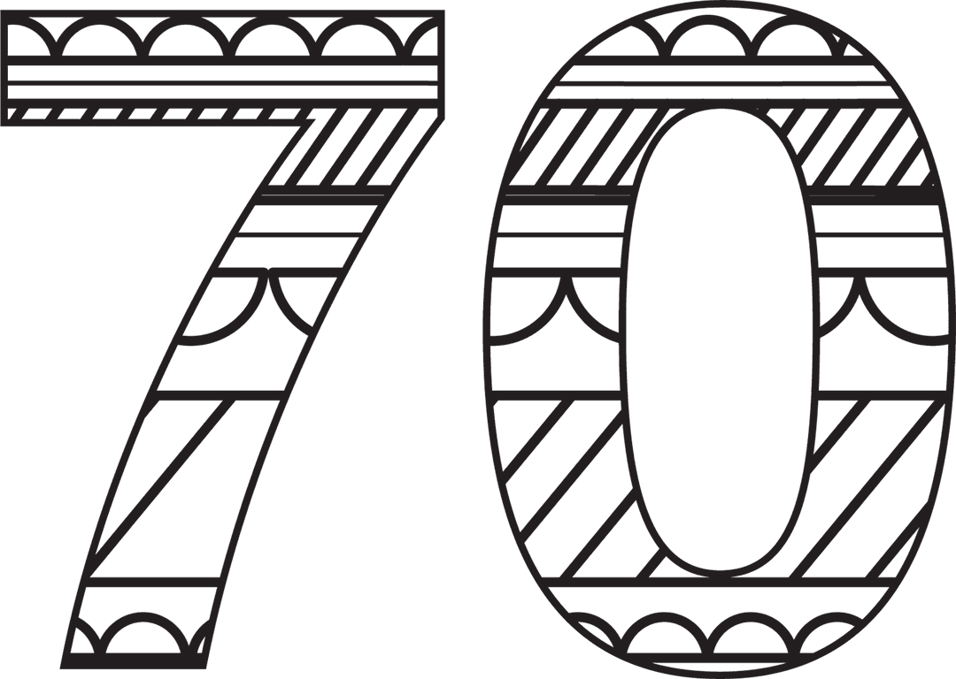 Stylish Black 70 Patterned Illustration on Transparent Background