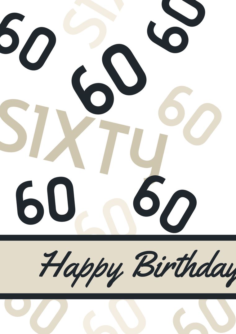 60th Birthday Celebration Card with Happy Birthday Greeting - Download Free Stock Templates Pikwizard.com