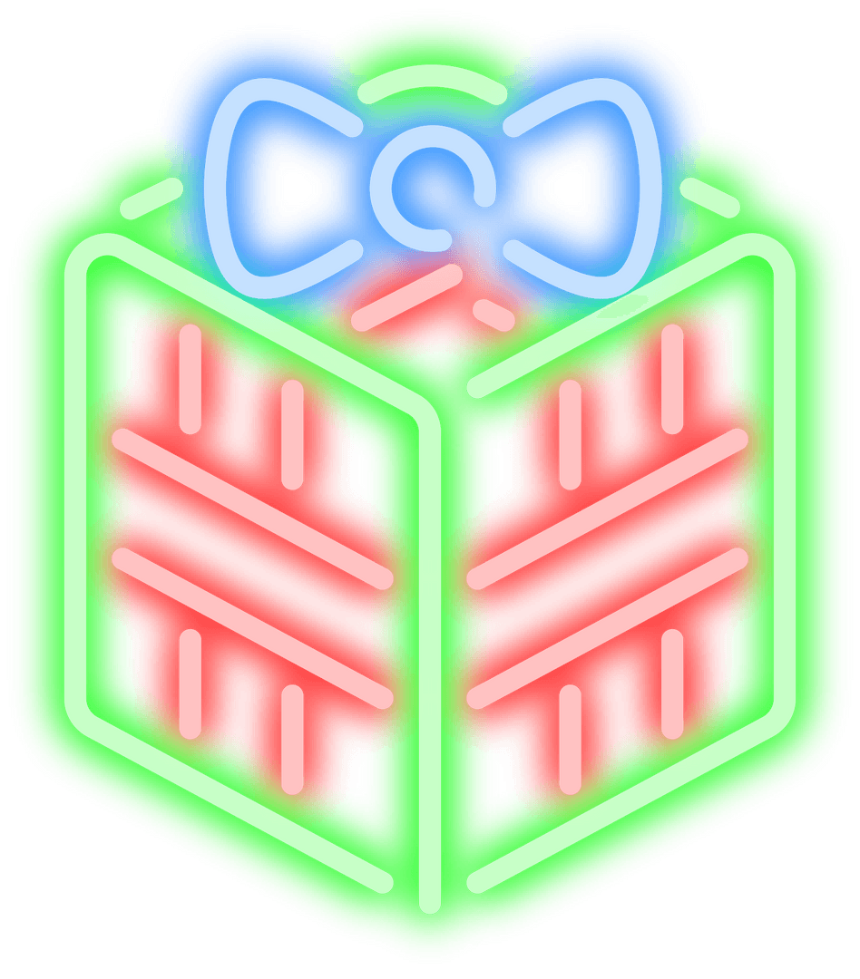 Neon Transparent Gift Icon for Christmas Festivity Designs