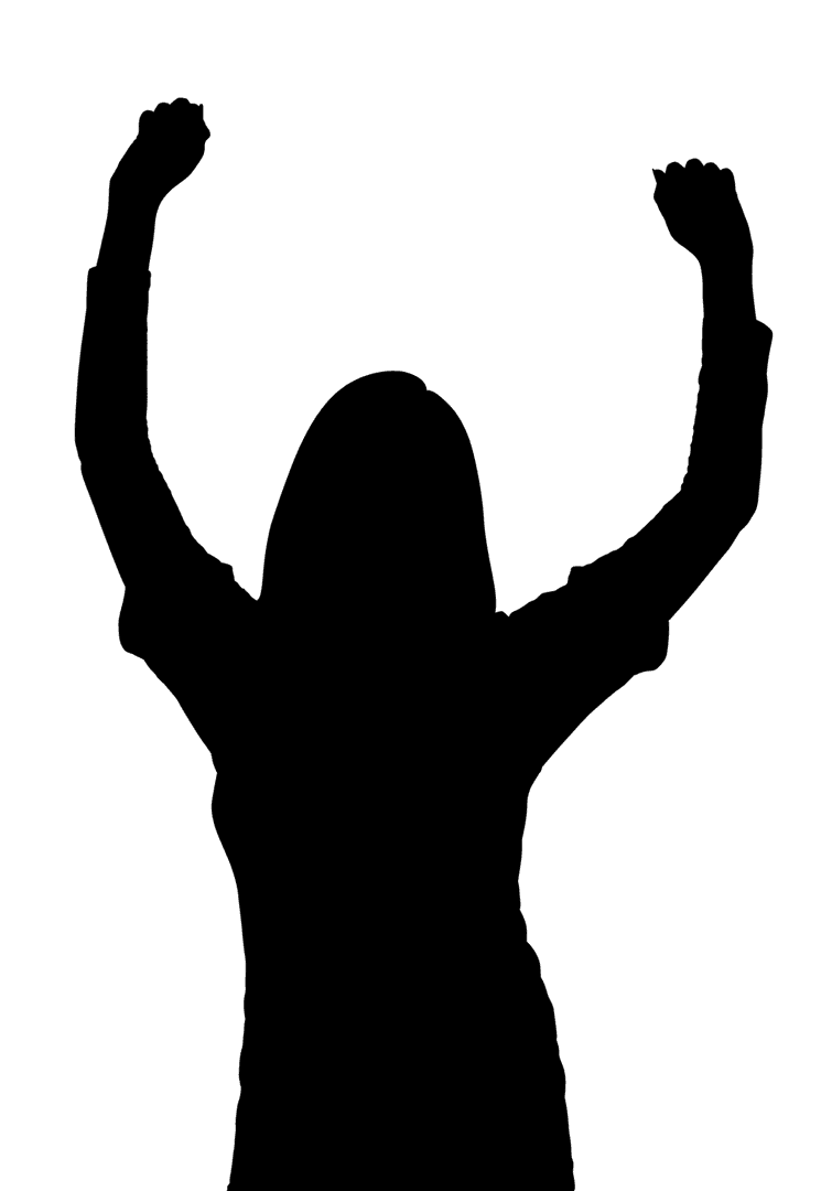 Confident Woman Raising Hands - Transparent Silhouette Effect