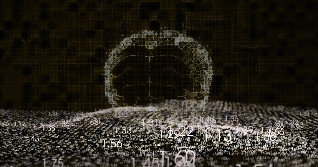 Futuristic Data Visualization with 3D Grid and Wireframe Dome