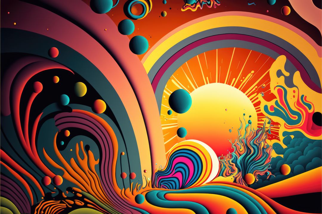 Psychedelic Abstract Art Illustrating Cosmic Sunrise - Free Images, Stock Photos and Pictures on Pikwizard.com