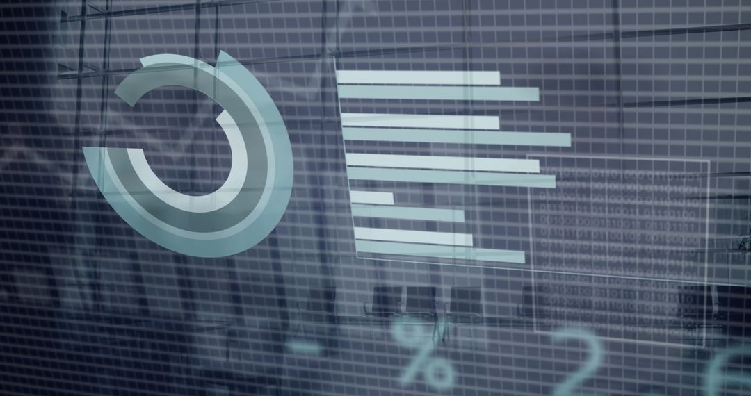 Futuristic Financial Data Visualization in Modern Office Interior