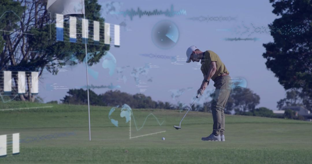 Golfer Focusing on Precision Putting Stroke