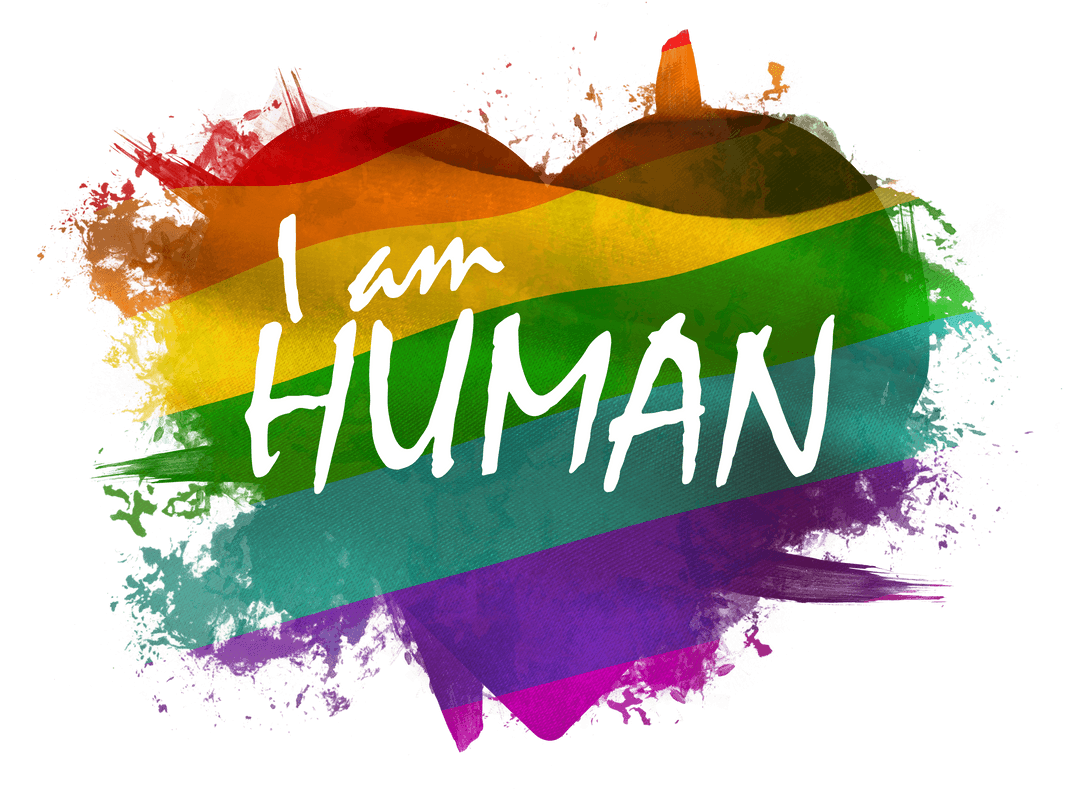 I Am Human Transparent Digital Illustration with Rainbow Colors