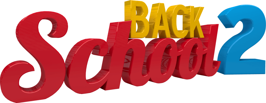 Vibrant Transparent Back to School 2 Text with Multicolor Typography