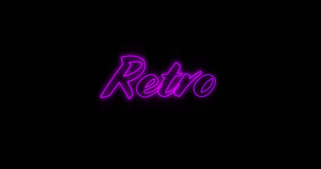 Glowing Neon Purple Retro Text over Black Background