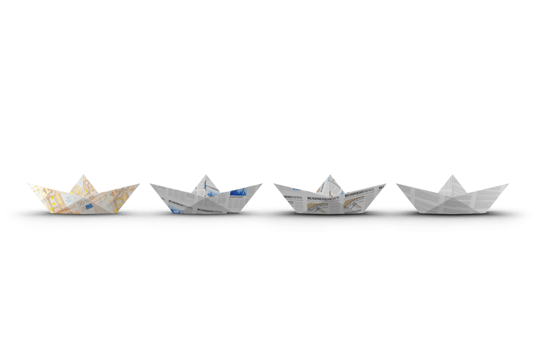 Digital Illustration of Newspaper Boats with Transparent Background